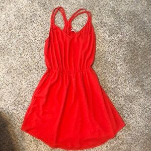 Bright red sundress with braided straps